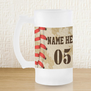 Aangepaste  Baseball Name Number Retro Matglas Bierpul