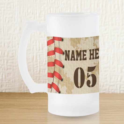 Aangepaste  Baseball Name Number Retro Matglas Bierpul