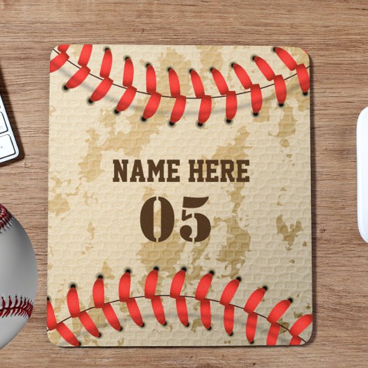 Aangepaste  Baseball Name Number Retro Muismat