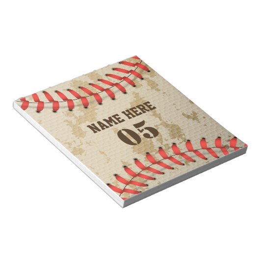 Aangepaste Baseball Name Number Retro Notitieblok (Schuin)