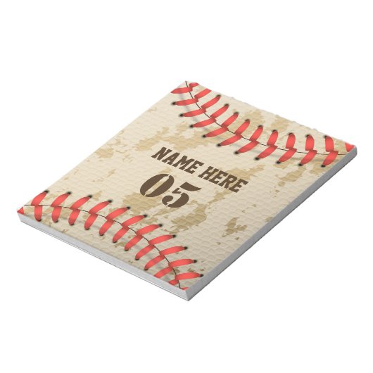 Aangepaste  Baseball Name Number Retro Notitieblok (Linkerzijde)