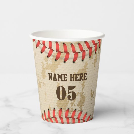 Aangepaste Baseball Name Number Retro Papieren Bekers (Achterkant)