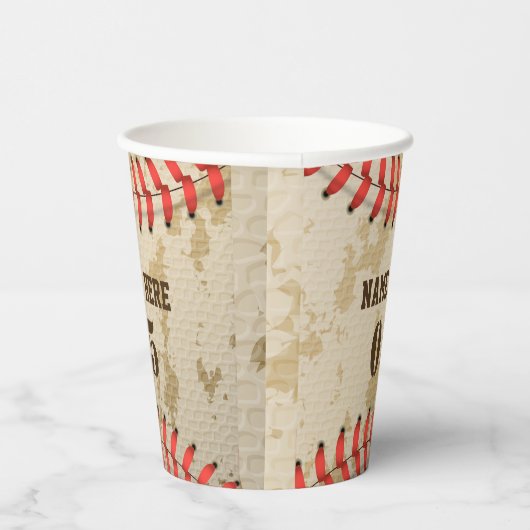 Aangepaste  Baseball Name Number Retro Papieren Bekers (Rechts)