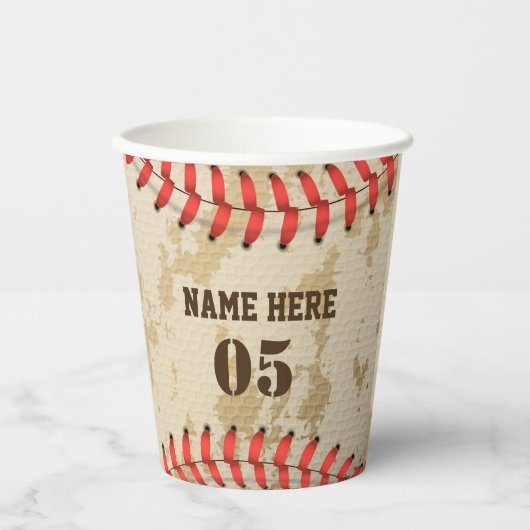 Aangepaste  Baseball Name Number Retro Papieren Bekers (Voorkant)