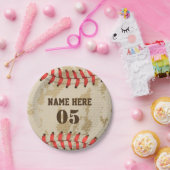 Aangepaste  Baseball Name Number Retro Papieren Bordje (Feest)