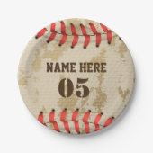 Aangepaste  Baseball Name Number Retro Papieren Bordje (Voorkant)
