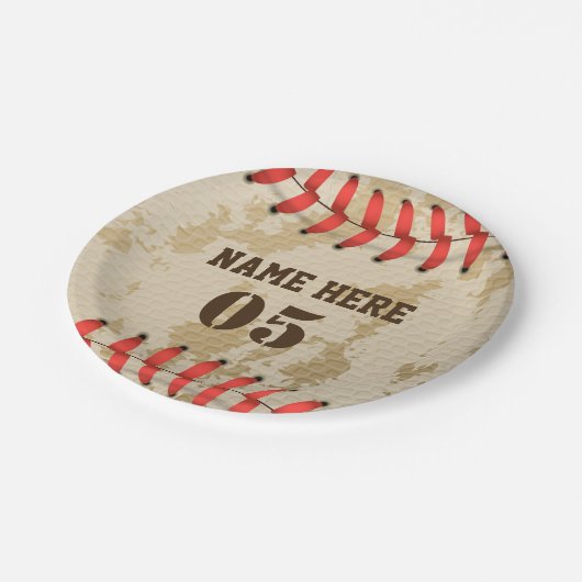 Aangepaste  Baseball Name Number Retro Papieren Bordje (Gekanteld)