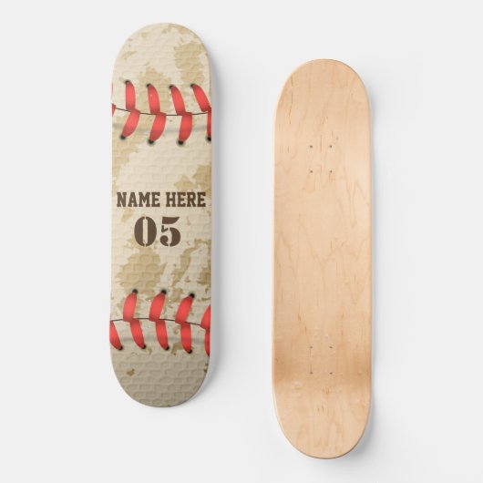 Aangepaste Baseball Name Number Retro Persoonlijk Skateboard (Voorkant)
