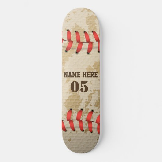 Aangepaste Baseball Name Number Retro Persoonlijk Skateboard (Voorkant)