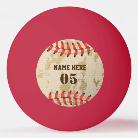 Aangepaste Baseball Name Number Retro Pingpongbal (Voorkant)