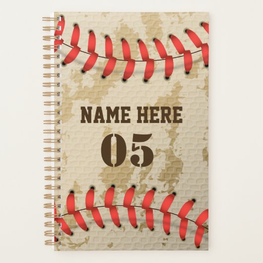 Aangepaste  Baseball Name Number Retro Planner (Voorkant)