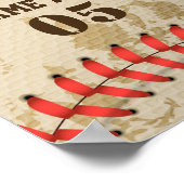 Aangepaste  Baseball Name Number Retro Poster (Hoek)