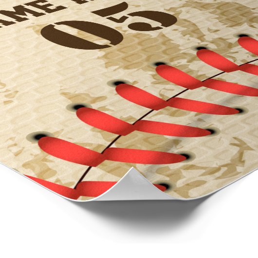 Aangepaste  Baseball Name Number Retro Poster (Hoek)