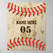 Aangepaste  Baseball Name Number Retro Poster (Voorkant)