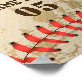 Aangepaste  Baseball Name Number Retro Poster (Hoek)