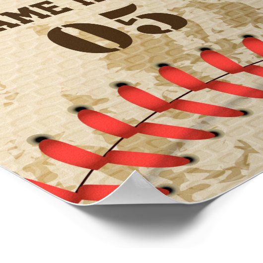 Aangepaste Baseball Name Number Retro Poster (Hoek)