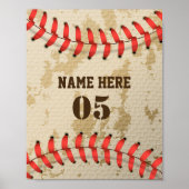 Aangepaste  Baseball Name Number Retro Poster (Voorkant)