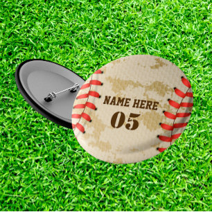 Aangepaste  Baseball Name Number Retro Ronde Button 3,2 Cm