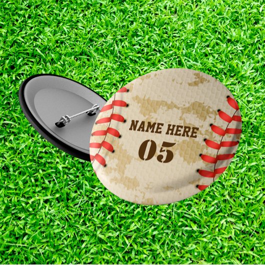 Aangepaste Baseball Name Number Retro Ronde Button 3,2 Cm