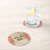 Aangepaste  Baseball Name Number Retro Ronde Kartonnen Onderzetter (Insitu)