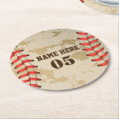 Aangepaste  Baseball Name Number Retro Ronde Kartonnen Onderzetter (Gebogen)