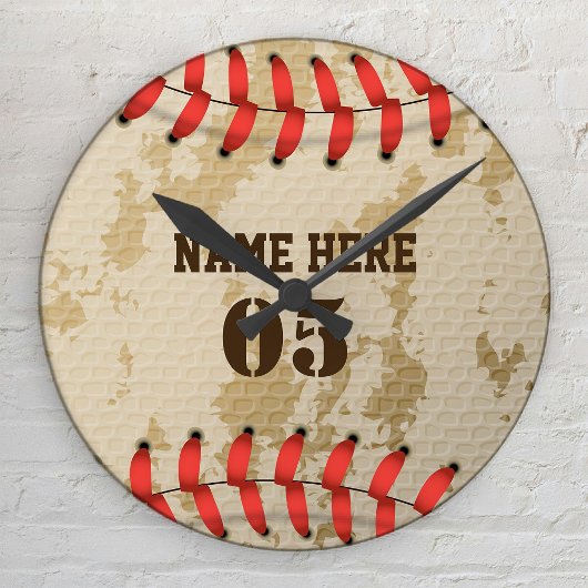 Aangepaste Baseball Name Number Retro Ronde Klok
