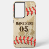 Aangepaste  Baseball Name Number Retro Samsung Galaxy Hoesje (Achterkant)