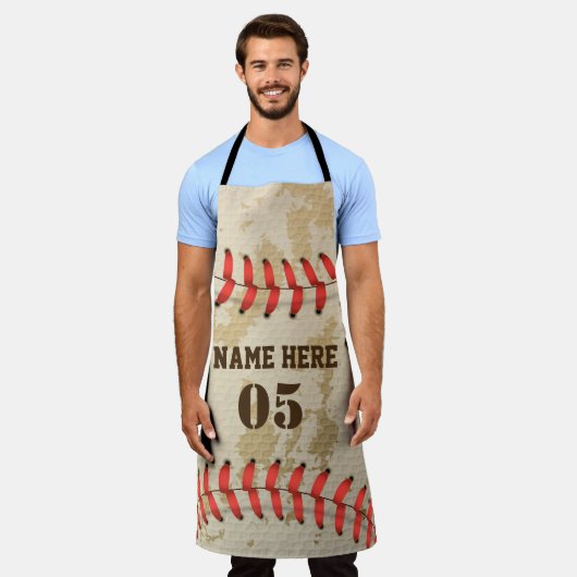 Aangepaste Baseball Name Number Retro Schort (Gedragen)