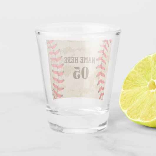 Aangepaste  Baseball Name Number Retro Shot Glas (Achterkant)