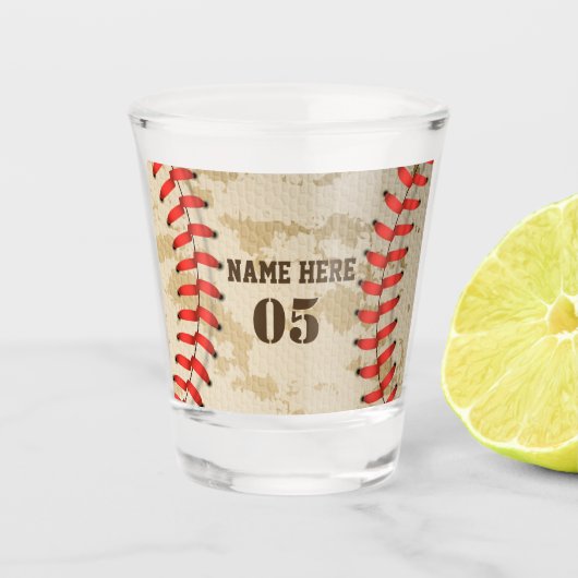 Aangepaste  Baseball Name Number Retro Shot Glas (Voorkant)