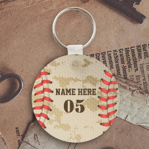 Aangepaste  Baseball Name Number Retro Sleutelhanger