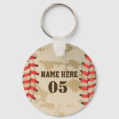 Aangepaste Baseball Name Number Retro Sleutelhanger (Voorkant)