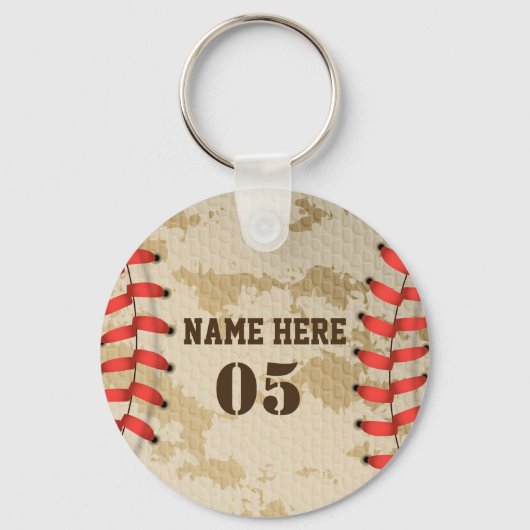 Aangepaste Baseball Name Number Retro Sleutelhanger (Voorkant)