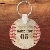 Aangepaste Baseball Name Number Retro Sleutelhanger (Voorkant)