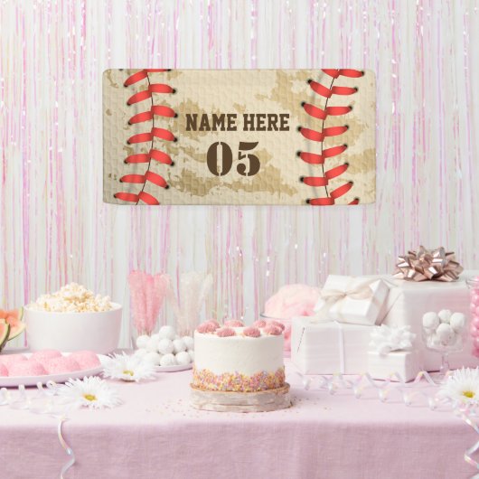 Aangepaste  Baseball Name Number Retro Spandoek (Feest)
