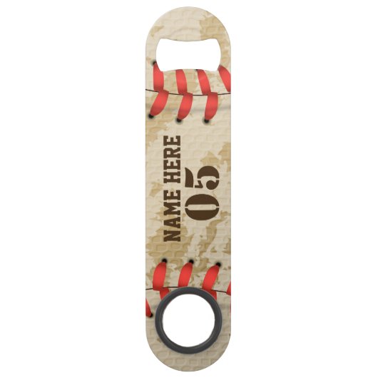 Aangepaste  Baseball Name Number Retro Speed Flessenopener (Voorkant)