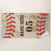 Aangepaste Baseball Name Number Retro Strandlaken (Voorkant)