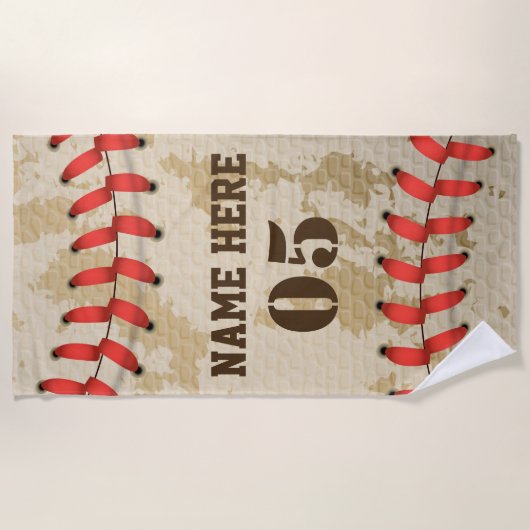 Aangepaste Baseball Name Number Retro Strandlaken (Voorkant)
