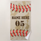 Aangepaste Baseball Name Number Retro Strandlaken (Voorkant)
