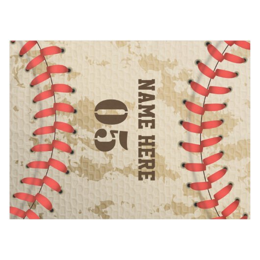 Aangepaste Baseball Name Number Retro Tafelkleed (Voorkant (Horizontaal))
