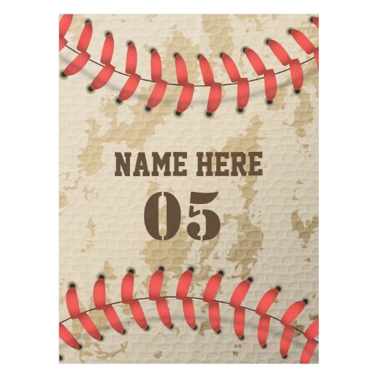 Aangepaste  Baseball Name Number Retro Tafelkleed (Voorkant)