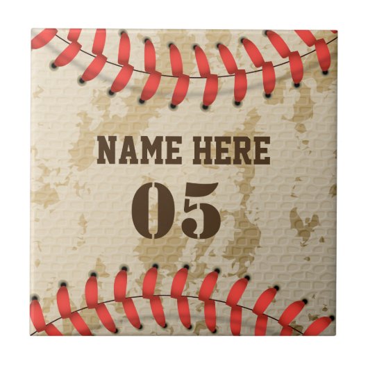 Aangepaste Baseball Name Number Retro Tegeltje (Voorkant)