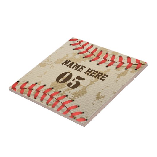 Aangepaste  Baseball Name Number Retro Tegeltje (Zijkant)