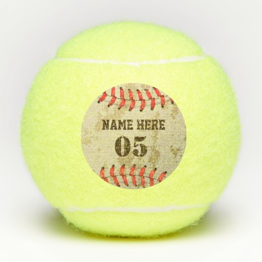 Aangepaste  Baseball Name Number Retro Tennisballen (Voorkant)