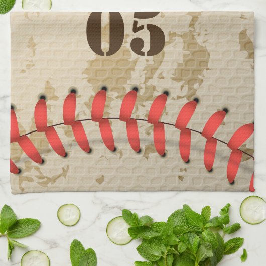 Aangepaste  Baseball Name Number Retro Theedoek (Gevouwen)