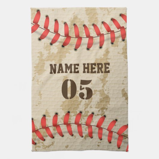 Aangepaste  Baseball Name Number Retro Theedoek (Verticaal)