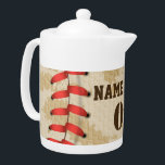 Aangepaste  Baseball Name Number Retro Theepot<br><div class="desc">Een persoonlijk  baseball-naamplaatje kan goed voor je zijn als je van Baseball houdt. Of het kan een groot cadeau zijn voor degenen die van honkbal houden.</div>