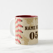 Aangepaste  Baseball Name Number Retro Tweekleurige Koffiemok (Voorkant links)