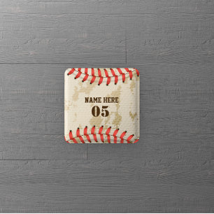 Aangepaste Baseball Name Number Retro Vierkante Button 5,1 Cm