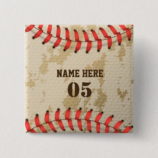 Aangepaste Baseball Name Number Retro Vierkante Button 5,1 Cm (Voorkant)